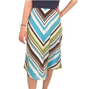 Vintage Apostrophe 100% silk Striped Multicolored skirt  Sz 10